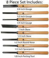 8 Piece Wood Chisel Woodworking Lathe Hand Tool Set by Science Purchase Science Purchase