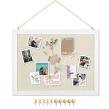 DOLLAR BOSS Bulletin Boards with Linen 1-Pack 16''X 12'' Double-Sided Cork Board for Walls Wood Framed Bulletin Boards, Small Pin Board for Home DOLLAR BOSS