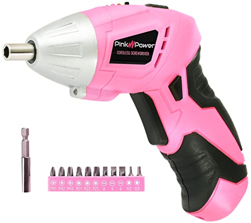 Pink Power 3.6V Cordless Electric Screwdriver Rechargeable Electronic Mini Automatic Gyroscopic Screw Gun Kit for Home - with Battery Indicator LED - WoodArtSupply