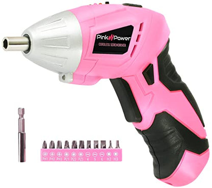 Pink Power 3.6V Cordless Electric Screwdriver Rechargeable Electronic Mini Automatic Gyroscopic Screw Gun Kit for Home - with Battery Indicator LED - WoodArtSupply