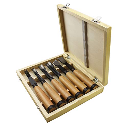 SUNREEK 6 Pieces Professional Wood Carving Chisel Set Woodworking Tools for Wood Carving and Woodwork SUNREEK