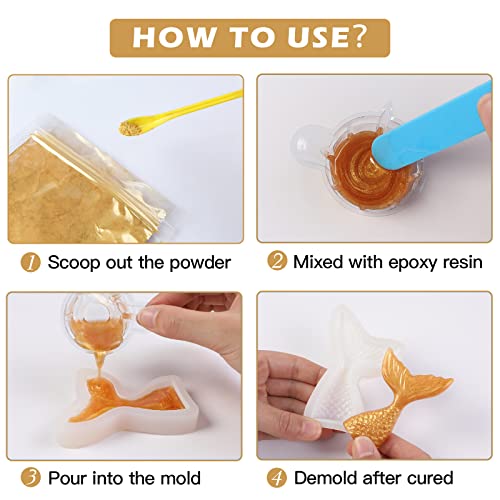 HTVRONT Gold Mica Powder for Epoxy Resin - 3.5 oz (100g) Nature Epoxy Resin Pigment Powder, Non-Toxic & Easy to Mix Mica Powder for Candle Making, HTVRONT