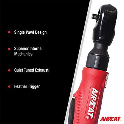 AIRCAT Pneumatic Tools 800: Composite Ratchet 320 RPM, 35 ft-lbs Maximum Torque - 1/4-Inch - WoodArtSupply