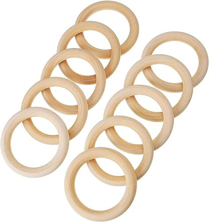 40 PCS Wooden Rings for Crafts, 55mm,30mm Unfinished Smooth Wood Rings for Macrame, Pendant Connectors, Jewelry Making, DIY Crafts