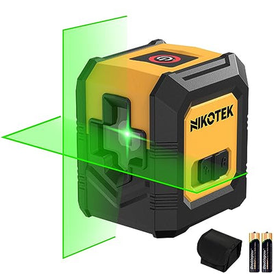 Nikotek Laser Level Self-Leveling Green Beam Horizontal and Vertical Cross-Line Laser for Home Decoration Carrying Pouch, Battery Included