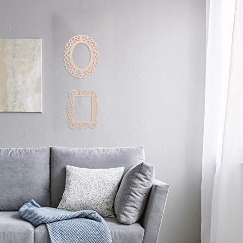 Healifty 6pcs Hollow Window Grille Pendant Wood Mirror Shape Cutout Blank Wood Cutout Blank Wood Ornament Home Decor Mini Craft Unfinished Wooden Healifty