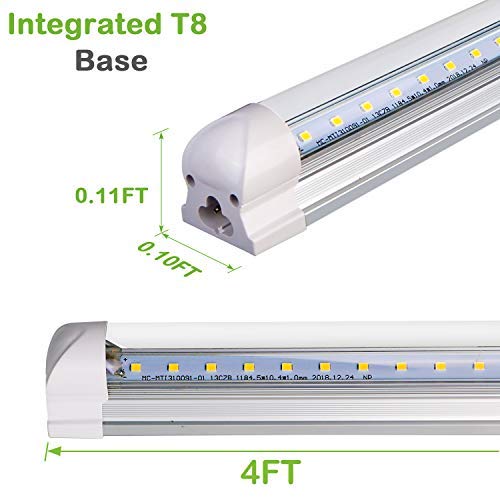 6 Pack 4FT LED Shop Light, 40W, 5200LM, 6500K Super Bright White, V Shape Integrated T8 LED Tube Light, 4 Foot Linkable Shop Lights With Built-in hykolity
