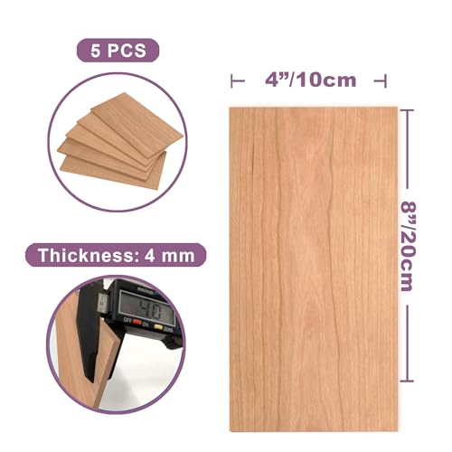 Cherry Wood Sheets 4x8" inch, 1/8" Thick Lumber Board, for Sign logs Chips Chunks Slices by Craftiff (4x8x1/8") Craftiff
