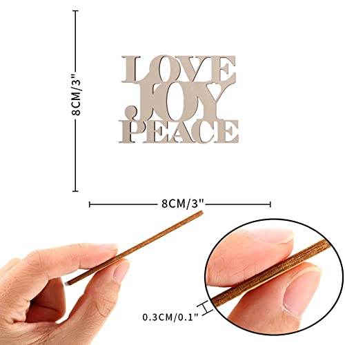 Word Love Joy Peace Wood Craft Unfinished Wooden Cutout Art DIY Wood Signs Inspirational Wall Plaque Farmhouse Wall Art Hanging Decor for Kitchen Arupkeer