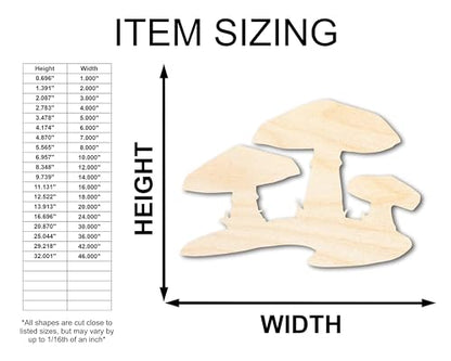 Unfinished Wood Mushrooms Shape - Craft - up to 36" 5" / 1/2" - WoodArtSupply