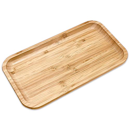 Bam&Boo Natural Bamboo Serving Tray Minimalist Rectangular — Food, Storage, Decor for Breakfast, Parties, Weddings, Picnics (11.5" x 6")