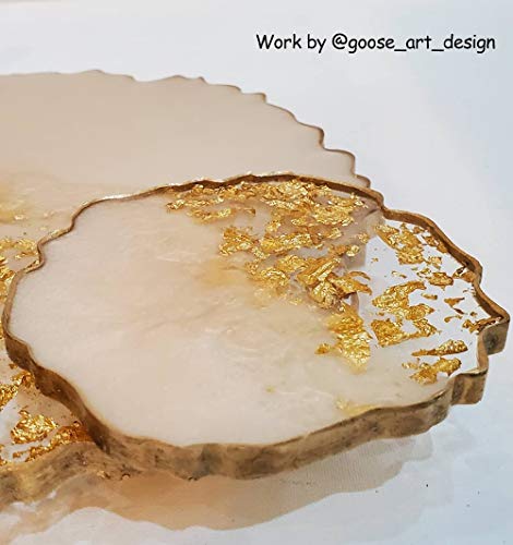 ResinWorld Silicone Resin Molds, 1 Pcs 10 inches Large Resin Tray Mold + 4 Pack 5 inches Geode Agate Coaster Molds, Geode Tray Molds, Tray and ResinWorld
