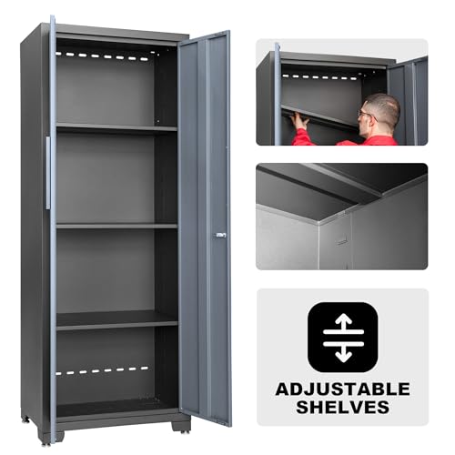 BIG RED 6 Piece Organizer Chest Tool Storage Cabinet, 18.5" x 76.8" x 75.79", Grey BIG RED