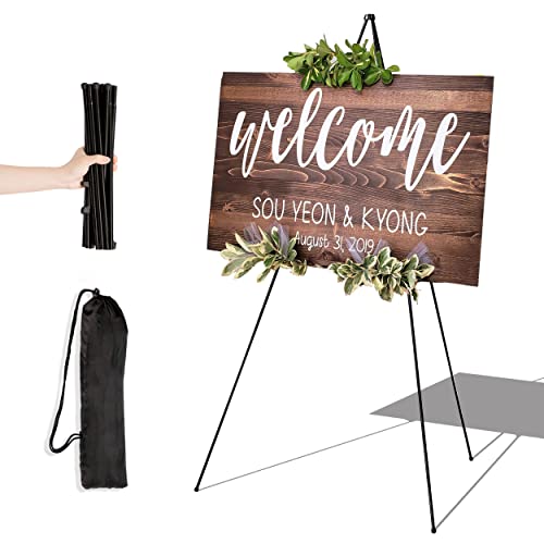 JNZYB Easel Stand for Display Wedding Sign & Poster - 63 Inches Tall Easle for Display Holder - Portable Collapsable Poster Easel - Floor Adjustable - WoodArtSupply