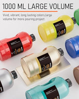Nicpro 14 Colors Large Bulk Acrylic Pour Paint Set (33.8 oz,1000 ml) Premixed High Flow Art Pouring Paint Supplies Kit with Silicone Pour Oil, Gloves Nicpro