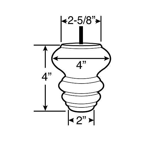 OUTWATER 4in H x 4in Dia | Unfinished Solid Hardwood | Sofa and Chair Bun Foot Leg
