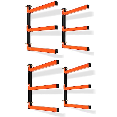 Thanaddo 3-Level Lumber Storage Rack Heavy Duty Metal Wall Mount, Lumber Wood Tool Box Organizer Rack, Wall Lumber Wood Rack Workshop Rack Indoor & Thanaddo