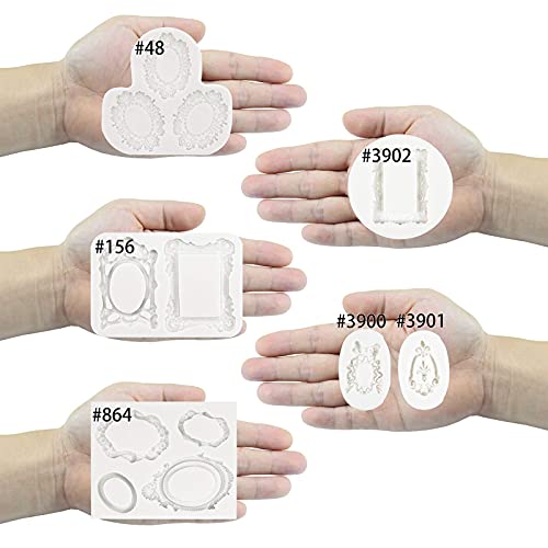 FUNSHOWCASE Vintage Frame Silicone Molds 6 Bundle Set 12-Cavity, for Sugar Paste, Chocolate, Fondant, Resin, Polymer Clay, Gumpaste, Wax FUNSHOWCASE