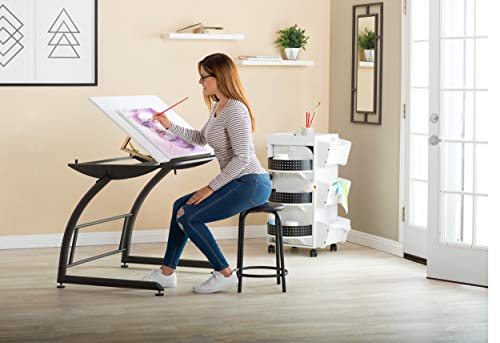 SD STUDIO DESIGNS Triflex Drawing Table, Sit to Stand Up Adjustable Office Home Computer Desk, 35.25"W X 23.5"D, Charcoal Black/White SD STUDIO DESIGNS