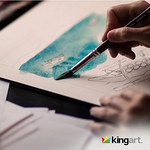 KINGART 1060A Premium 7 Pc. Equinox Series Watercolor Artist Brush Set, Soft Synthetic Black Kazan Squirrel, Curated Shapes and Sizes, Short Handle, KINGART