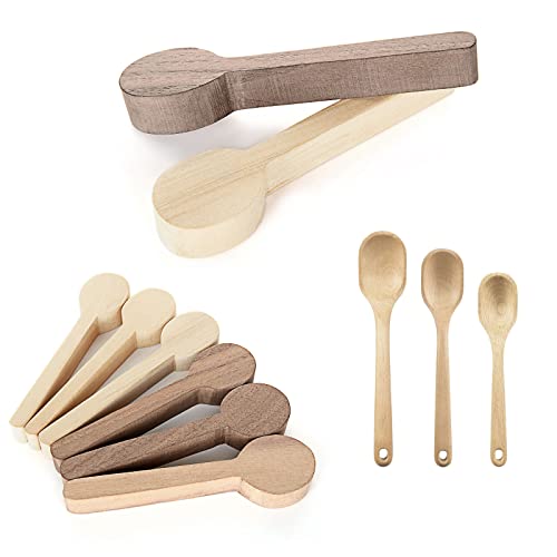 DIRBUY 6Pcs Spoon Carving Wood Blanks, Beech and Walnut Unfinished Wooden Craft for Whittling (6.2x1.6 inch) - WoodArtSupply