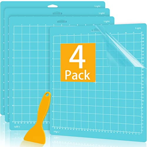 Colemoly 12x12 Cutting Mat 4 Pack Light for Cricut Maker 3/Maker/Explore 3/Air 2/Air/One 1 Pack Cut Cards Scraper Blue Grip Sticky Cricket Colemoly
