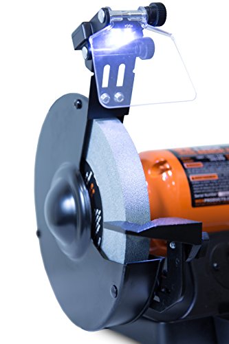 WEN BG4282 4.8-Amp 8-Inch Single Speed Bench Grinder with LED Work Lights, 14 x 10 x 11.75 inches, Black and Orange