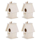 Wooden Bird House, 4Pcs Mini Hanging Birdhouse Nesting Box Natural Unfinished Wood Bird Nests for Outdoor Garden Courtyard Decoration Hapivida