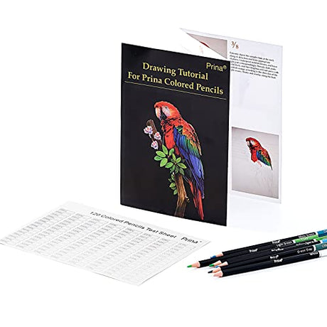 PRINA Art Supplies 120-Color Colored Pencils Set for Adults Coloring Books with Sketchbook, Professional Vibrant Artists Drawing Sketching Blending PRINA