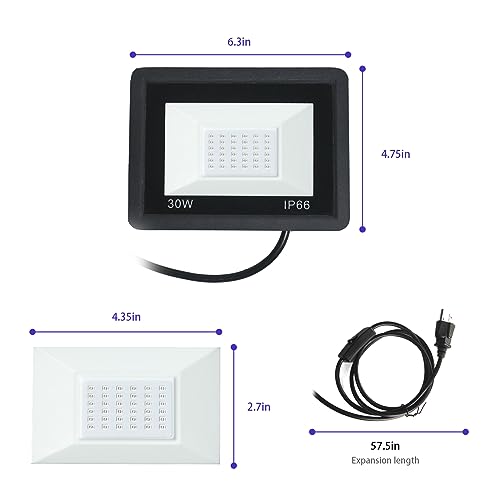 UV Light for Resin Curing 3D 30W Printer Curing Lamp Kit for SLA/DLP/LCD 3D Printing 395-405nm Efficient IP66 Waterproof Flood Light with 36pcs Black