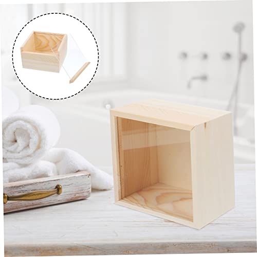 COHEALI 2pcs Box Storage Wooden Box Unfinished Wooden Crate Decorative Wooden Unfinished Wooden Case Jewelry Display Case Wooden Gift Case Wood Crate COHEALI