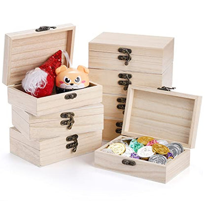 yarlung 8 Pack Unfinished Wooden Boxes for Crafts, 6x4x2 Inch Small Keepsakes Box Jewelry Storage Unpainted DIY Gifts Box for Treasure Chest, Art