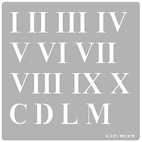 Aleks Melnyk #162 Roman Numerals Stencil - 1 inch, Template for Wood Burning, Crafts, DIY, Engraving, Paint and Home Decor, Metal Stencil Roman - WoodArtSupply