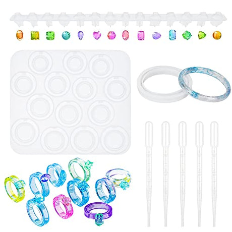 Yayatty Resin Molds Silicone, Resin Ring Mold for Epoxy Resin, Diamond Rings Molds with 14 Different Sizes and Bracelet Epoxy Mould for DIY Crafts N\A