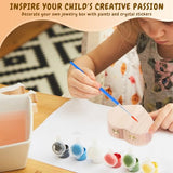 Kigley 100 Pcs Unfinished Wooden Heart Box Kit Include 12 Pcs Heart Treasure Box 72 Pcs Paints, 12pcs Brushes, 4 Sheets Rhinestones Stickers Craft Kigley