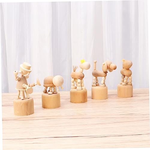 5 Pcs Wooden Animal Arts and Crafts for Unfinished Wood Crafts to Paint Wooden Craft Peg Dolls DIY Wooden Aniaml DIY Unfinished Dolls Model COHEALI