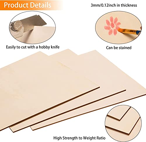 12 Pack Basswood Sheets for Crafts-16 x 16 x 1/8 Inch- 3mm Thick Plywood Sheets with Smooth Surfaces-Unfinished Squares Wood Boards for Laser AWIZOM