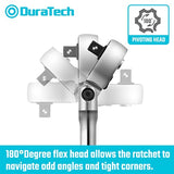 DURATECH 3/8" Drive Flex-Head Ratchet, 72-Tooth Ratchet Wrench, Quick-release, Reversible Switch, Full-Polished Chrome Plating, Alloy Steel DURATECH