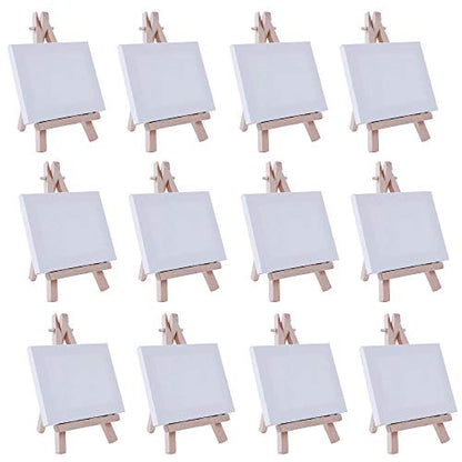 Mont Marte Mini Easel and Mini Canvas 8x10cm for Painting Craft Drawing,Nice Art Set Contains 36 Canvases and Easels - WoodArtSupply