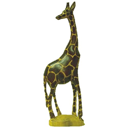 African Art 12" Hand Carved Wooden Giraffe Sculpture Statue - Made in Kenya - WoodArtSupply