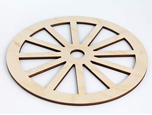 Spoked Wagon Wheel Unfinished Wood Laser Cut Out Cutout Shape Crafts Sign DIY Ready to Paint or Stain - WoodArtSupply