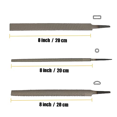 TARIST 3-Piece 8" Wood Rasp File Set, Includes Flat/Half-Round/Round. For Woodworking & Sharping Wood TARIST