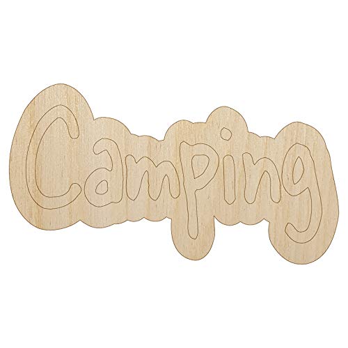 Camping Fun Text Unfinished Wood Shape Piece Cutout for DIY Craft Projects - 1/4 Inch Thick - 6.25 Inch Size - WoodArtSupply