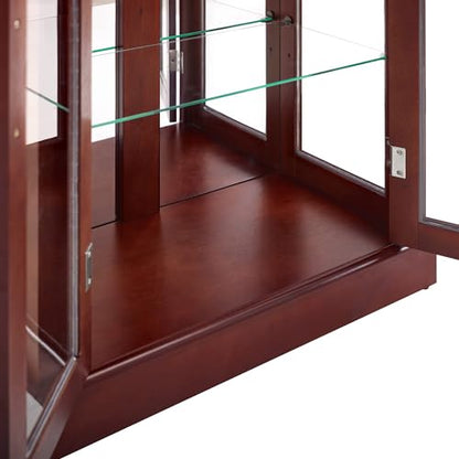 KeDiDo 70" Modern Curio Cabinet with Glass Doors and 6 Adjustable Shelves - WoodArtSupply