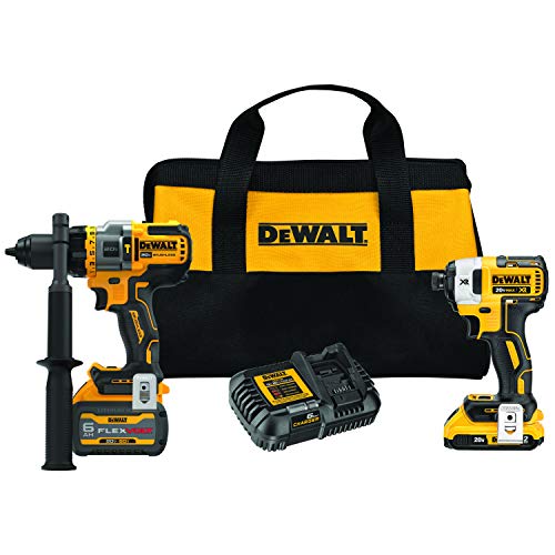 DEWALT FLEXVOLT ADVANTAGE 20V MAX* Combo Kit with Hammer Drill & Impact Driver, 6.0-Ah, 2-Tool (DCK2100D1T1) - WoodArtSupply