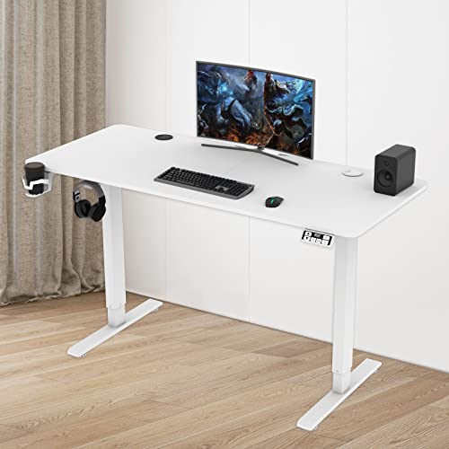 LCVXYERQ 55x24inch Adjustable Desk Electric Standing Desk Sit Stand up Desk Height Adjustable Home Office Workstation Memory Preset with Splice Table - WoodArtSupply