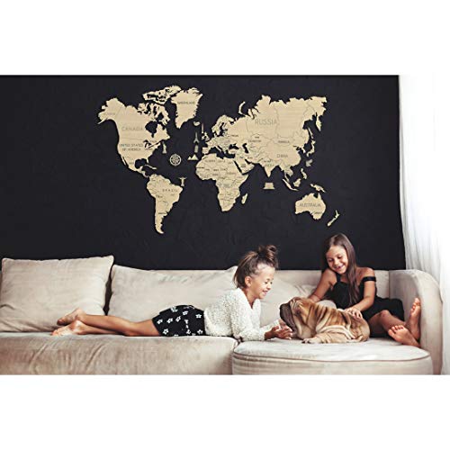 Wooden City World Map XL (120x80 ccentimeter) Wall Decoration (PUZZLE - Divers) - WoodArtSupply