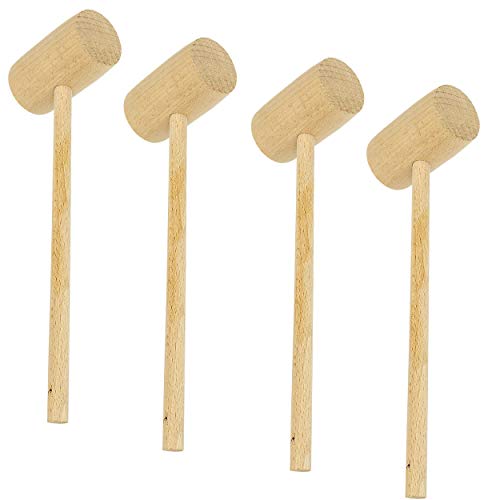Southern Homewares Wooden Crab Mallet Seafood Lobster Shellfish Cracker Hardwood Hammer Set of 4 Southern Homewares