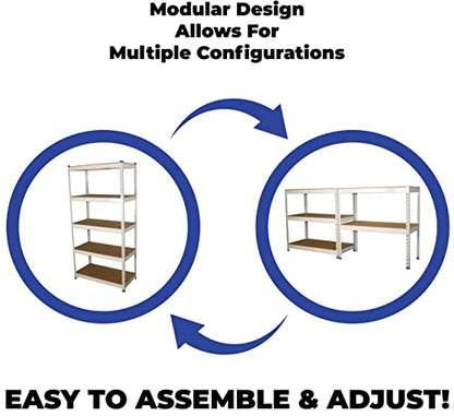 MonsterRax Modular Garage Shelving - 5 Tier Storage Shelves, Tall Metal Rack Shelves for Storage, Heavy Duty Steel Shelf Organizer for Garage, Or - WoodArtSupply