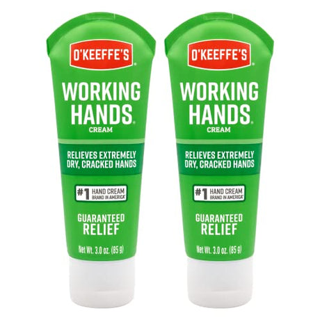 O'Keeffe's Working Hands Hand Cream, Relieves and Repairs Extremely Dry Hands, 3 oz Tube, (Pack of 2) O'Keeffe's